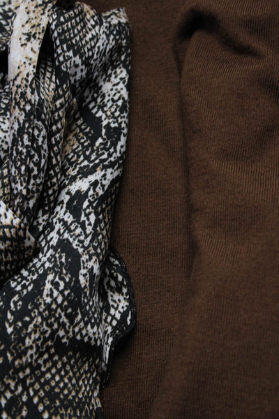 Zara Women's Snakeskin Print Ruffle Trim Collared Blouse Brown Size XS, Lot 2