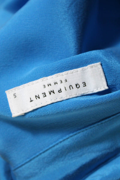 Equipment Women's Collar Long Sleeves Button Down Shirt Blue Size S