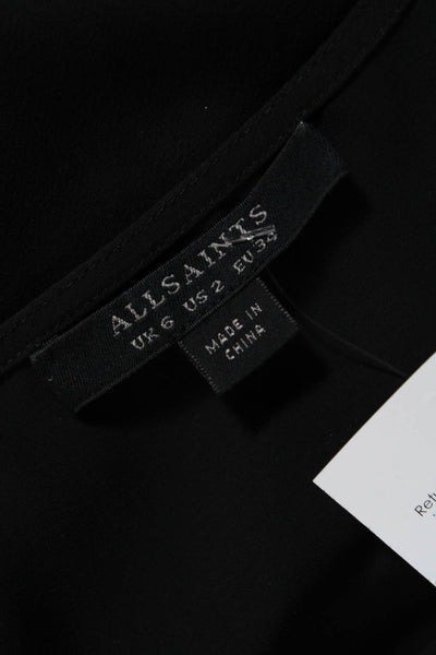 Allsaints Women's V-Neck Sleeveless Cinch Mini Dress Black Size 2