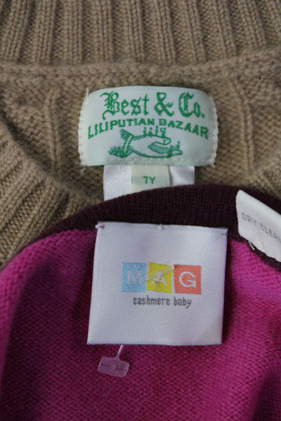 MAG Best & Co Girls Cashmere Knit Tank Top Sweater Pink Brown Size L 7 Lot 2