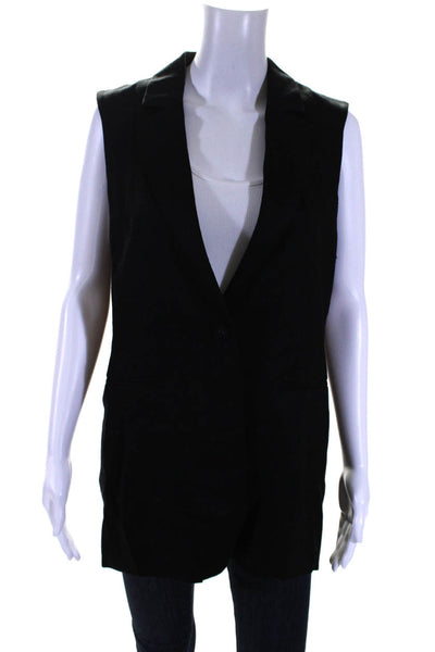 BCBGMAXAZRIA Women's Collar Sleeveless Lined Two Button Vest Black Size M