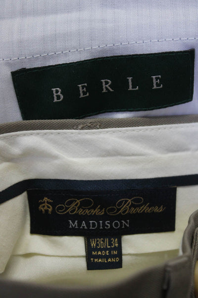 Berle Brooks Brothers Men's Plaid Straight Leg Trousers Blue Size 36, Lot 2