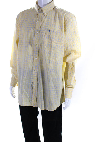 Southern Tide Men's Collar Long Sleeves Button Down Shirt Plaid Yellow Size XL