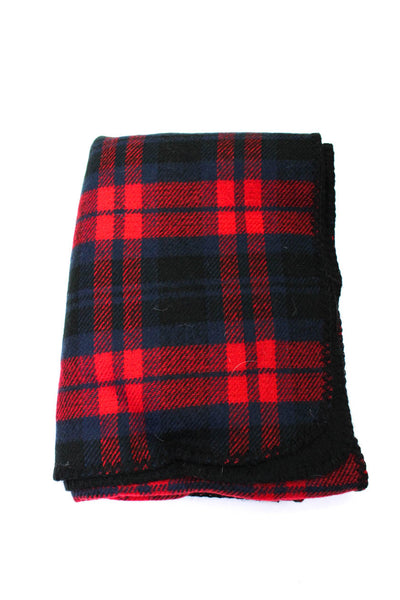 Look By M Womens Chunky Knit Beanie Hat Plaid Shawl Wrap Red Navy Taupe Lot 2
