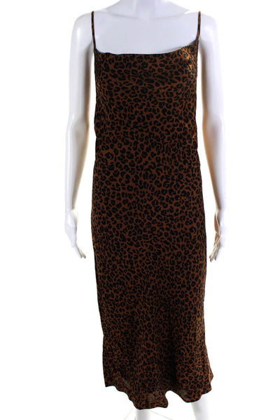 Good American Womens Cheetah Print Spaghetti Strap Slip Dress Brown Black Size 3