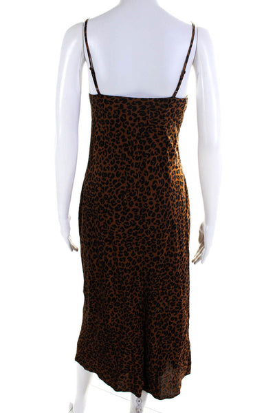 Good American Womens Cheetah Print Spaghetti Strap Slip Dress Brown Black Size 3