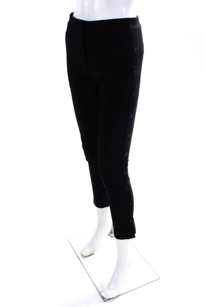 Tibi Women's Slim Fit Snap Seam Mid Rise Trousers Black Size 00