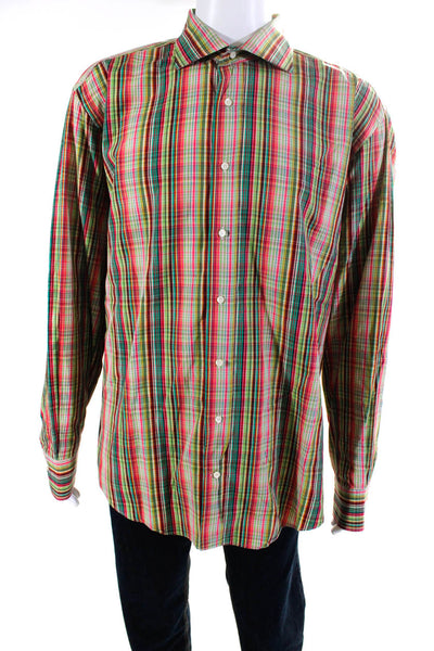 Etro Men's Plaid Collared Button Down Shirt Multicolor Size 44