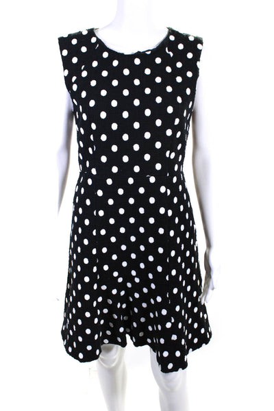 J Crew Womens Embroidered Polka Dot Boucle Flare Sheath Dress Black White Size 6