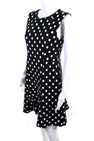 J Crew Womens Embroidered Polka Dot Boucle Flare Sheath Dress Black White Size 6