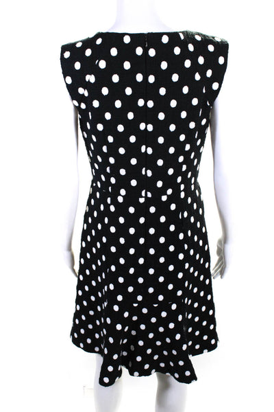 J Crew Womens Embroidered Polka Dot Boucle Flare Sheath Dress Black White Size 6