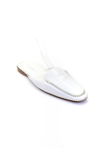 Jil Sander Womens Almond Toe Flat Leather Mules Loafers Black Size 37.5 7.5