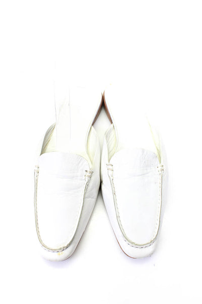 Jil Sander Womens Almond Toe Flat Leather Mules Loafers Black Size 37.5 7.5