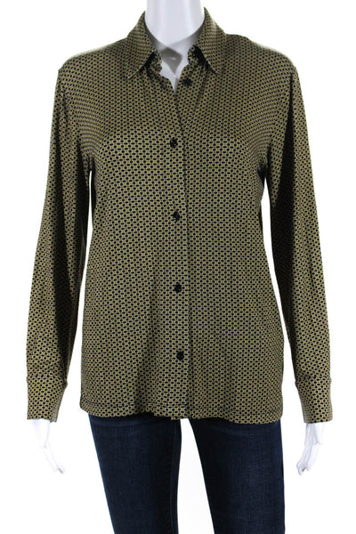 APC Womens Slim Long Sleeved Collared Button Down Shirt Yellow Navy Blue Size S
