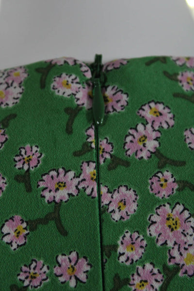 Storets Womens Floral Print Ruffled Hem Ella Baby Mini Dress Green Pink Size S