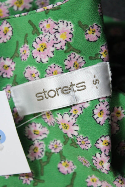 Storets Womens Floral Print Ruffled Hem Ella Baby Mini Dress Green Pink Size S