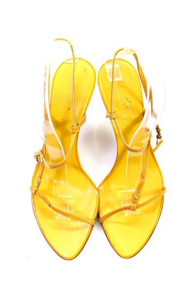 Alexandra Neel Womens Stiletto Slingback Sandals Yellow Patent Leather Size 36.5