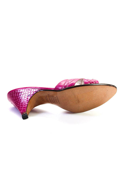 Susan Bennis Warren Edwards Womens Cross Strap Sandals Fuschia Leather Size 6.5