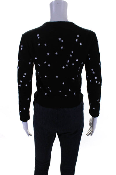Equipment Femme Womens Star Tight Knit Pullover Sweater Black White Size XS