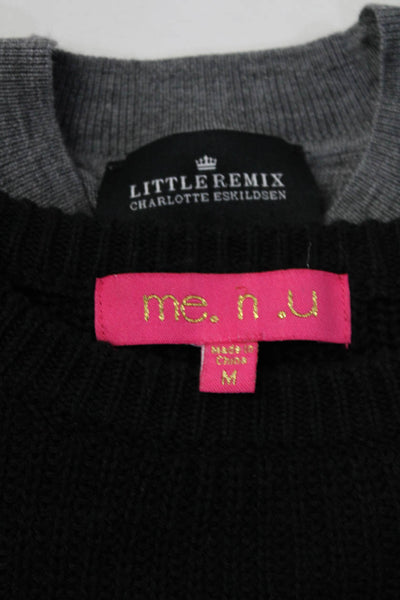 Little Remix Me. N. U. Girls Open Back Crew Sweaters Gray Black Size 10 Lot 2