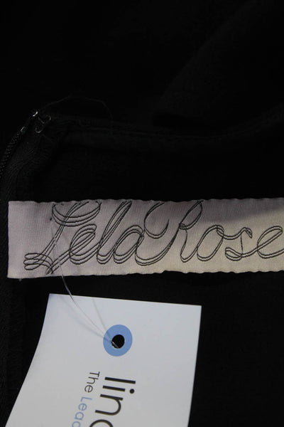 Lela Rose Womens Back Zip Short Sleeve Crew Neck Shift Dress Black Size 6