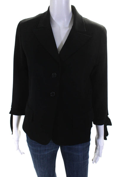 Yansi Fugel Womens Two Button Notched Lapel Blazer Jacket Black Size 6
