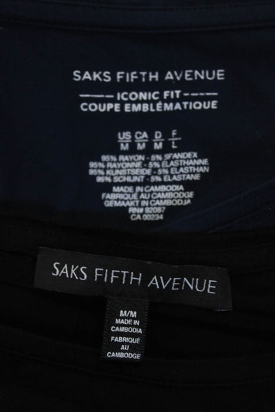 Saks Fifth Avenue Womens Long Sleeve Scoop Neck Tee Shirts Black Medium Lot 2