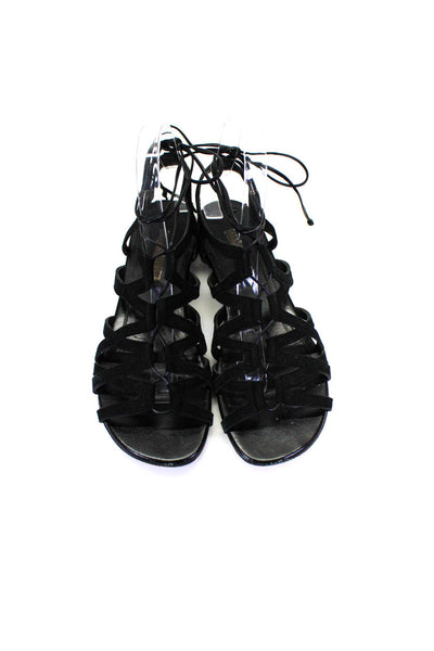 Duccio Venturi Womens Lace Up Strappy Gladiator Sandals Black Suede Size 39