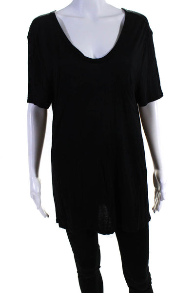 T Alexander Wang Womens Short Sleeve V Neck Pocket Shirt Black Size Medium