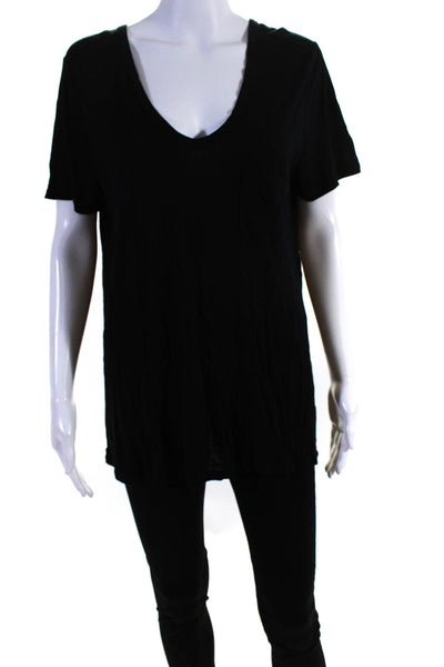 T Alexander Wang Womens Short Sleeve V Neck Pocket Tee Shirt Black Size Medium