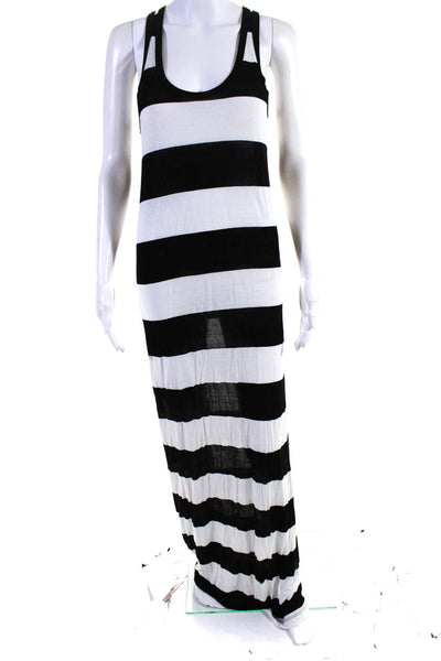 Soft Joie Womens Scoop Neck Striped Full Length Tank Dress Black White Medium