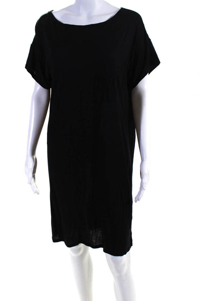 T Alexander Wang Womens Short Sleeve Scoop Neck Shirt Dress Black Size Medium