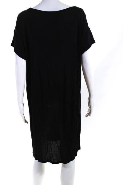 T Alexander Wang Womens Short Sleeve Scoop Neck Shirt Dress Black Size Medium