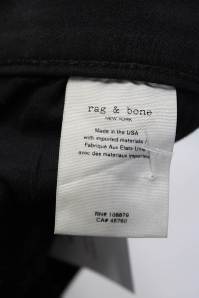 Rag & Bone Womens Zipper Fly High Rise Coated Skinny Jeans Black Denim Size 27