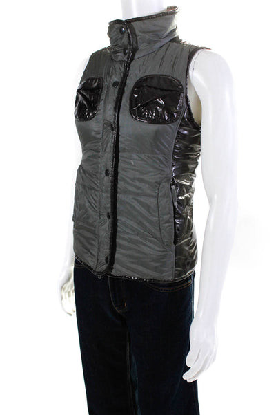 Frauenschuh Mens Colorblock Faux Leather Zippered Vest Gray Black Purple Size S