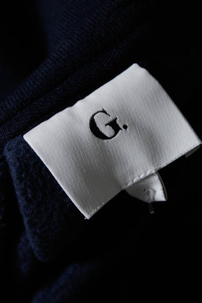 G. Womens Ruffled Texture Round Neck long Sleeve Pullover Sweatshirt Navy Size S