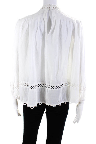 Apiece Apart Womens Woven Texture Striped Back Buttoned Blouse Top White Size 4