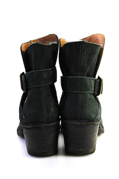 FIORENTINI + BAKER Womens Suede Belted Ankle Boots Green Size 35 5