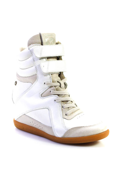 Reebok Womens Leather High Top Wedge Sneakers White Size 6