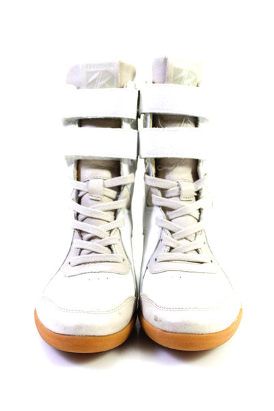 Reebok Womens Leather High Top Wedge Sneakers White Size 6