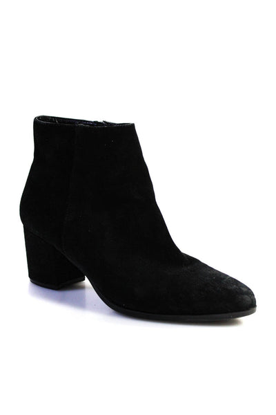 Franco Sarto Womens Side Zip Block Heel Ankle Boots Black Suede Size 8.5