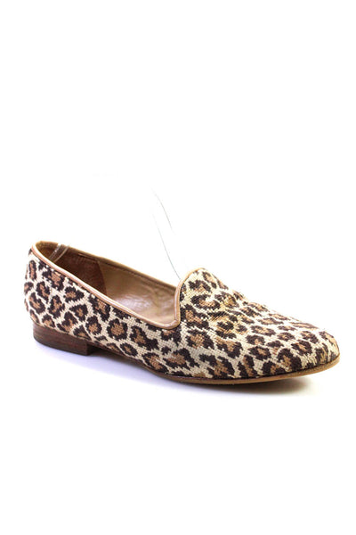 Jon Josef Womens Slip On Knit Leopard Printed Loafers Brown Size 9M