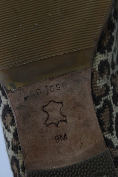 Jon Josef Womens Slip On Knit Leopard Printed Loafers Brown Size 9M