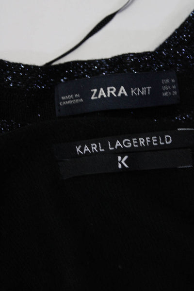 Karl Lagerfeld Zara Knit Womens Cardigan Sweaters Black Purple Size S M Lot 2