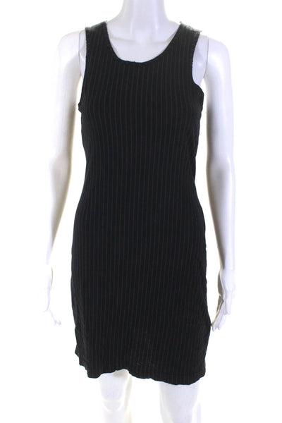 Current/Elliott Womens Cotton Striped Print Mini Tank Dress Black Gray Size S
