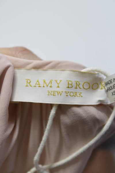 Ramy Brook Women's Silk Sleeveless V-Neck Ruched Midi Sundress Pink Size XS