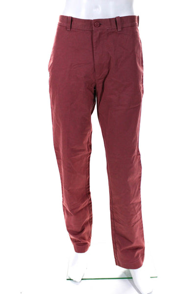 J Crew Mens Red Cotton Essential Straight Leg Pants Size 33X34