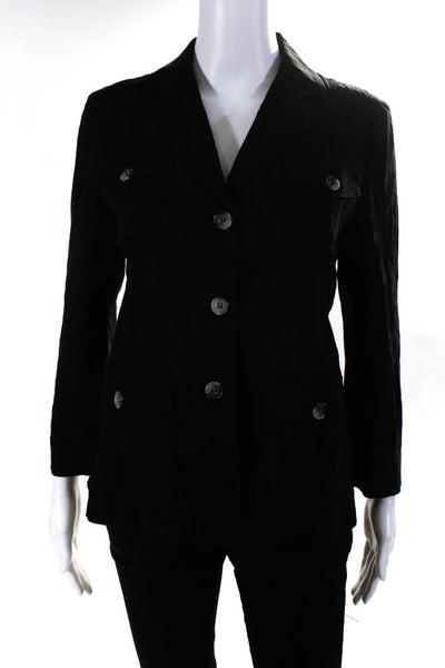 Theory Womens Double Breasted Long Sleeve Button Down Shirt Jacket Black Size 10