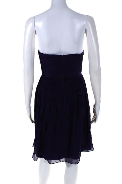 J Crew Womens Purple Crepe Strapless Zip Back Mini Dress Size 8P