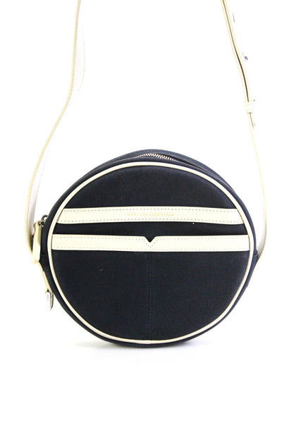 Want Les Essentiels Womens Canvas Leather Circle Crossbody Handbag Navy Cream